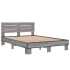 Estructura cama madera ingeniería metal gris Sonoma 120x200