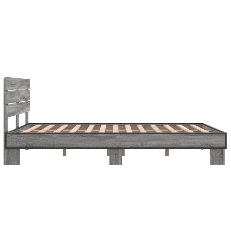 Estructura cama madera ingeniería metal gris Sonoma 120x200