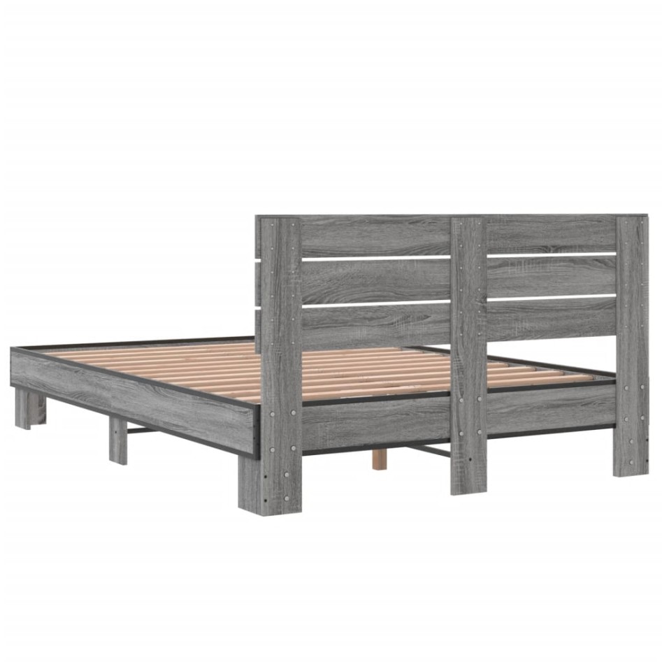 Estructura cama madera ingeniería metal gris Sonoma 120x200