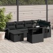 Set de sofás de jardín 7 pzas con cojines ratán sintético negro