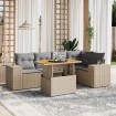 Juego de sofás jardín con cojines 6 pzas ratán sintético beige
