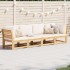 Set de muebles de jardín 4 pzs y cojines madera maciza