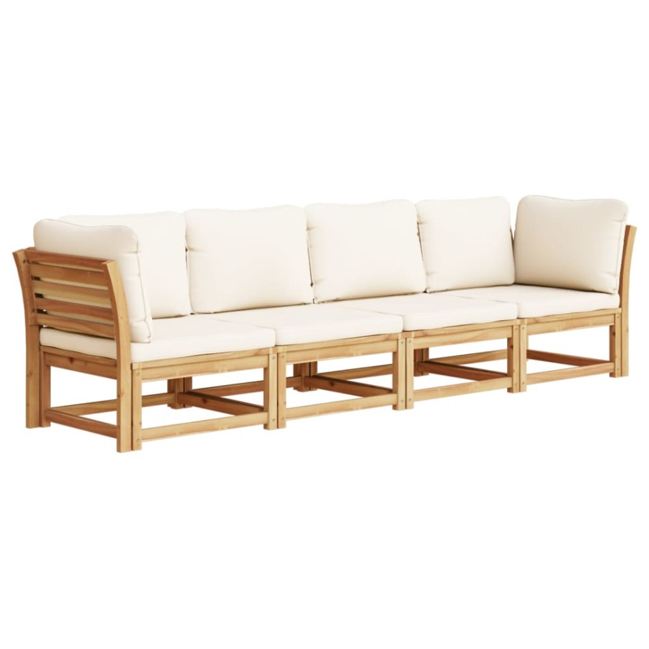 Set de muebles de jardín 4 pzs y cojines madera maciza