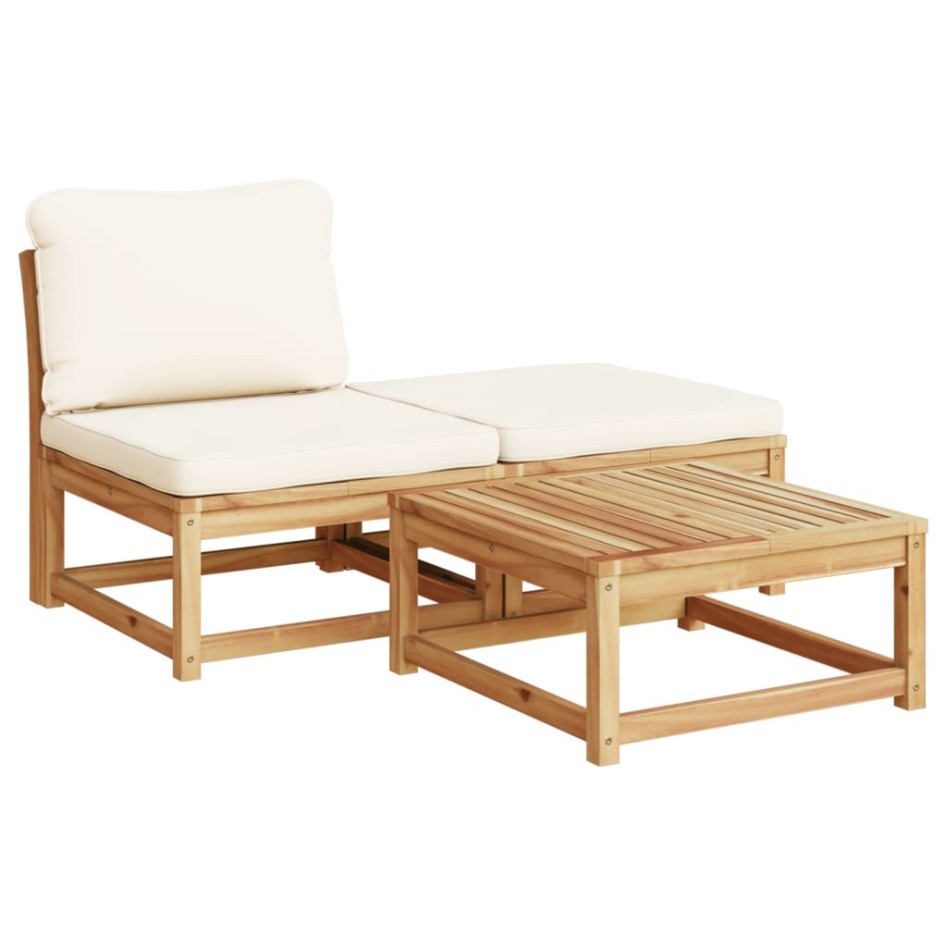 Set de muebles de jardín 4 pzs y cojines madera maciza