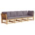 Set de muebles de jardín 4 pzs y cojines madera maciza