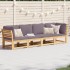 Set de muebles de jardín 4 pzs y cojines madera maciza