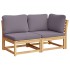 Set de muebles de jardín 4 pzs y cojines madera maciza
