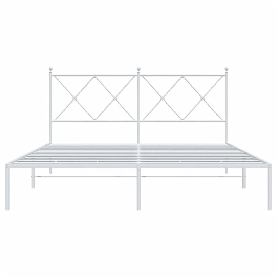 Estructura cama sin colchón con cabecero metal blanco