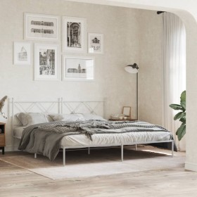 Estructura cama sin colchón con cabecero metal blanco