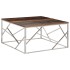 Mesa de centro acero inoxidable madera maciza traviesa