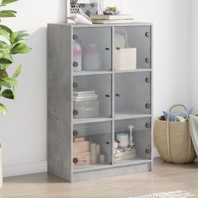 Aparador alto con puertas madera gris hormigón 68x37x109