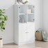 Aparador alto con puertas madera ingeniería blanco 68x37x142