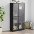Aparador alto con puertas madera ingeniería negro 68x37x142