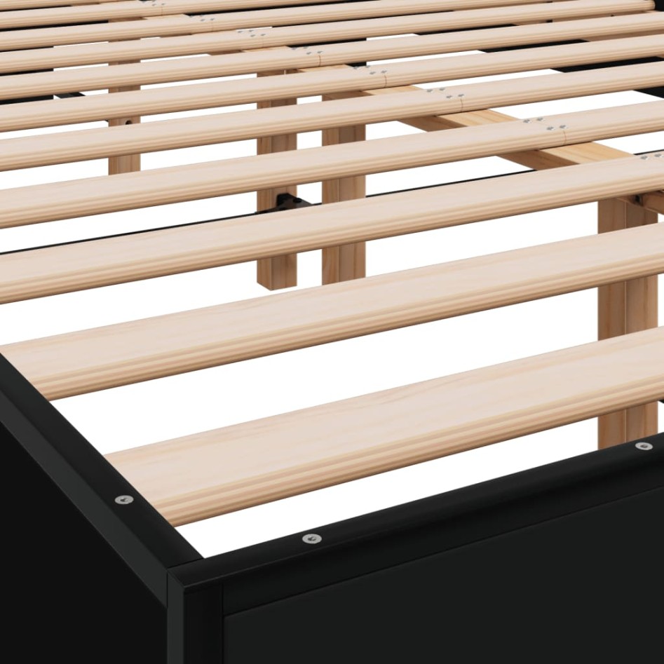 Estructura de cama madera de ingeniería y metal negro