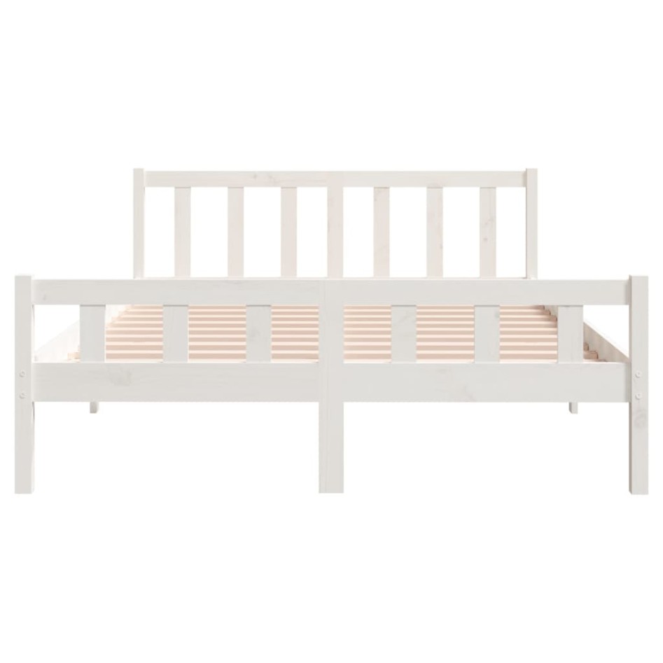 Estructura de cama madera maciza blanca King Size 150x200