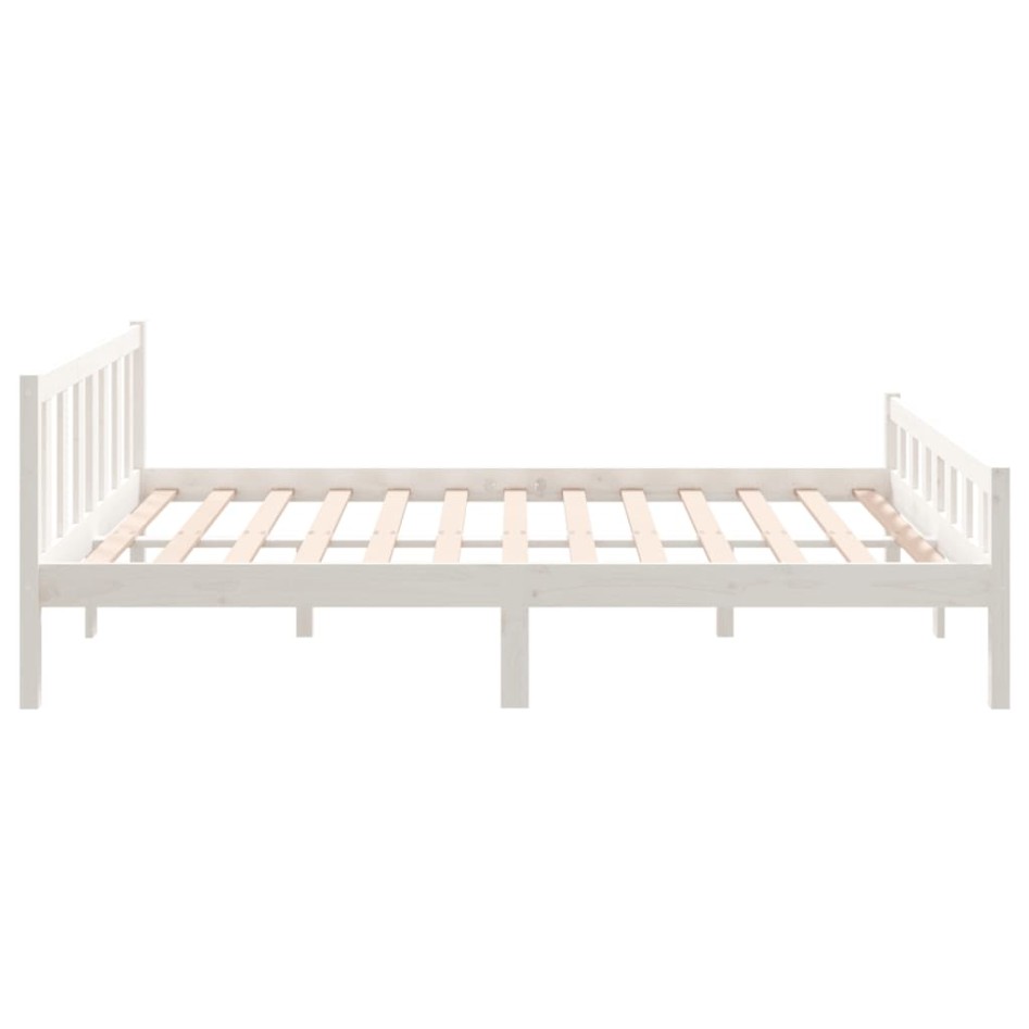 Estructura de cama madera maciza blanca King Size 150x200