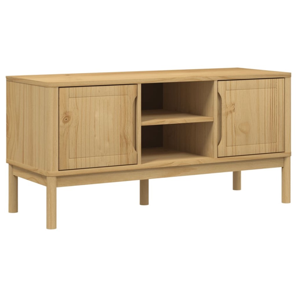 Mueble de TV FLORO madera maciza pino marrón cera 114x43x55