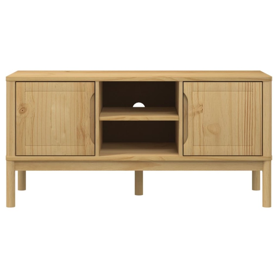 Mueble de TV FLORO madera maciza pino marrón cera 114x43x55