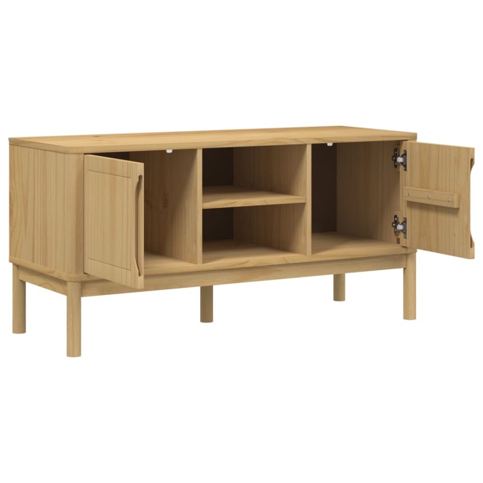 Mueble de TV FLORO madera maciza pino marrón cera 114x43x55