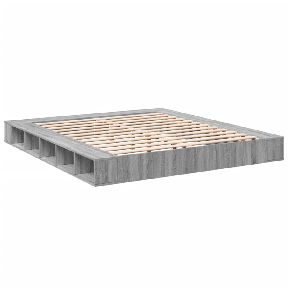 Estructura de cama madera de ingeniería gris Sonoma 180x200