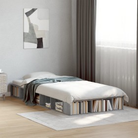 Estructura de cama madera de ingeniería gris Sonoma 90x200