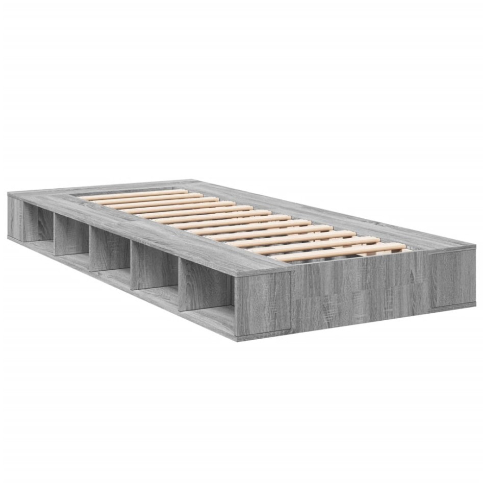 Estructura de cama madera de ingeniería gris Sonoma 100x200