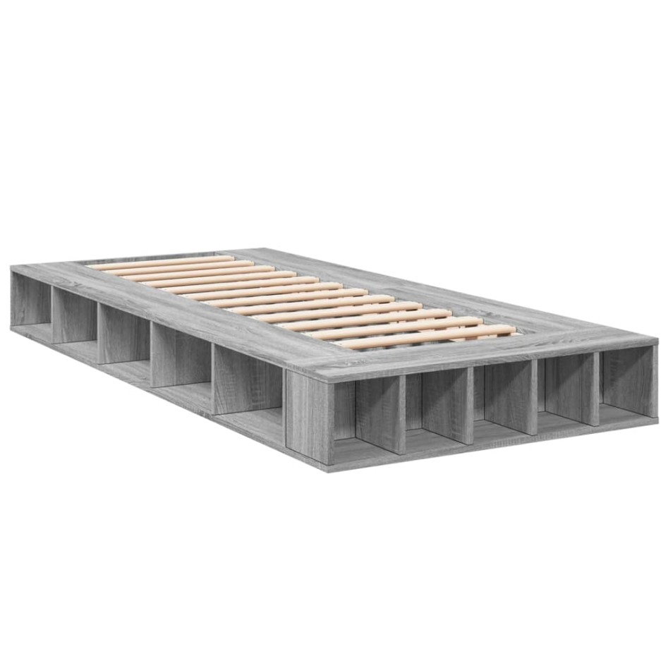 Estructura de cama madera de ingeniería gris Sonoma 90x190