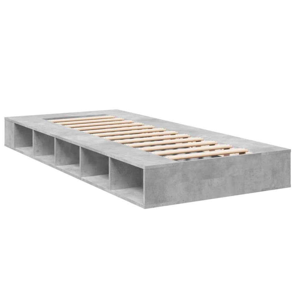 Estructura de cama madera de ingeniería gris hormigón 75x190