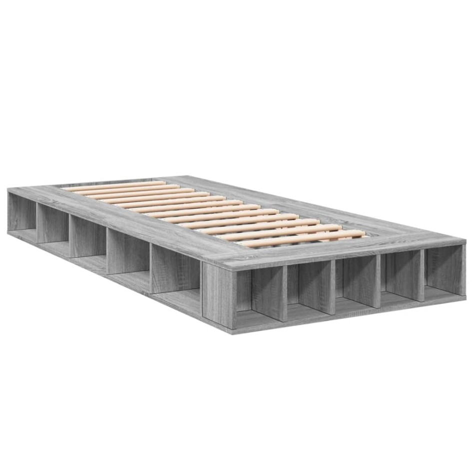 Estructura de cama madera de ingeniería gris Sonoma 75x190