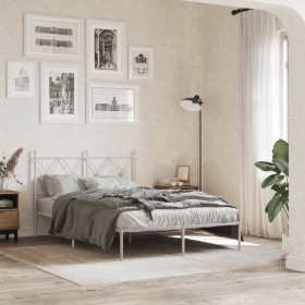 Estructura cama sin colchón con cabecero metal blanco