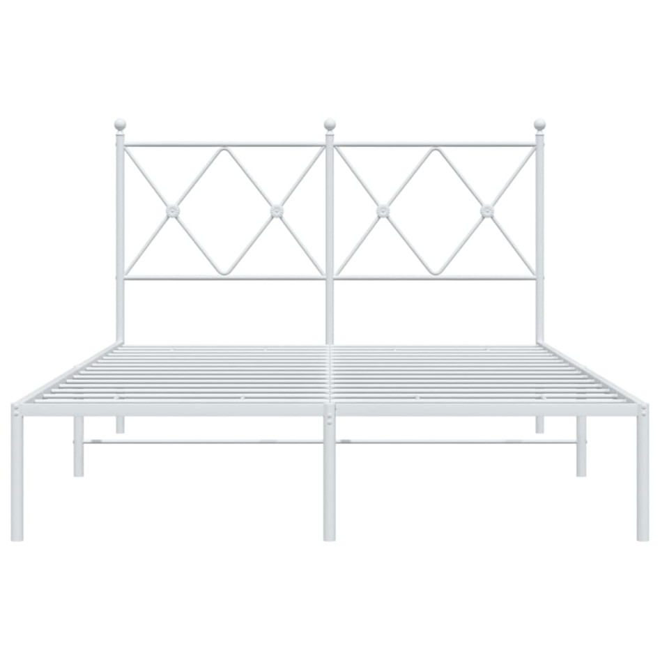 Estructura cama sin colchón con cabecero metal blanco
