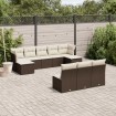 Set de sofás de jardín 10 pzas y cojines ratán sintético marrón