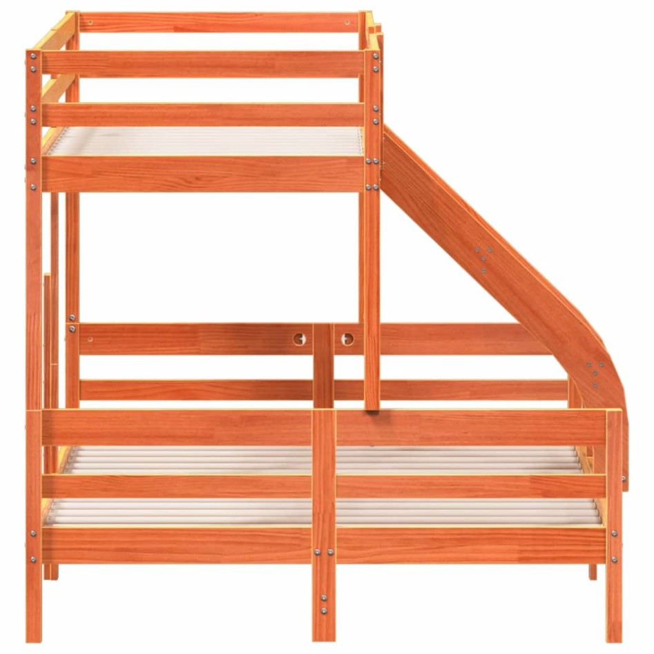 Litera de madera maciza de pino marrón cera 90x200/140x200