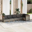Set de muebles de jardín 6 pzas y cojines ratán sintético gris
