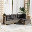 Set de sofás de jardín 4 pzas y cojines ratán sintético gris