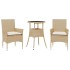 Set comedor jardín 3 pzas cojines ratán sintético vidrio