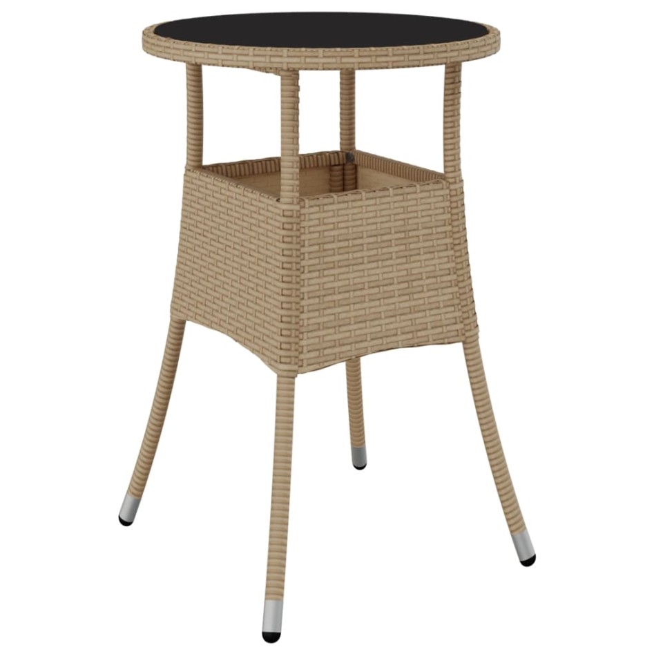 Set comedor jardín 3 pzas cojines ratán sintético vidrio