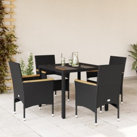 Set comedor jardín 5 pzas cojines ratán sintético vidrio