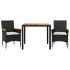 Set de comedor jardín 3 pzas con cojines ratán PE acacia