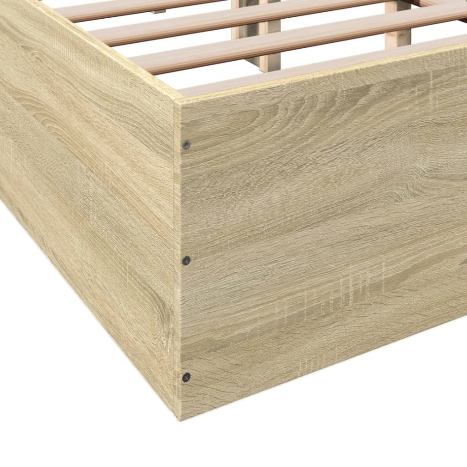 Estructura de cama madera de ingeniería roble Sonoma 135x190