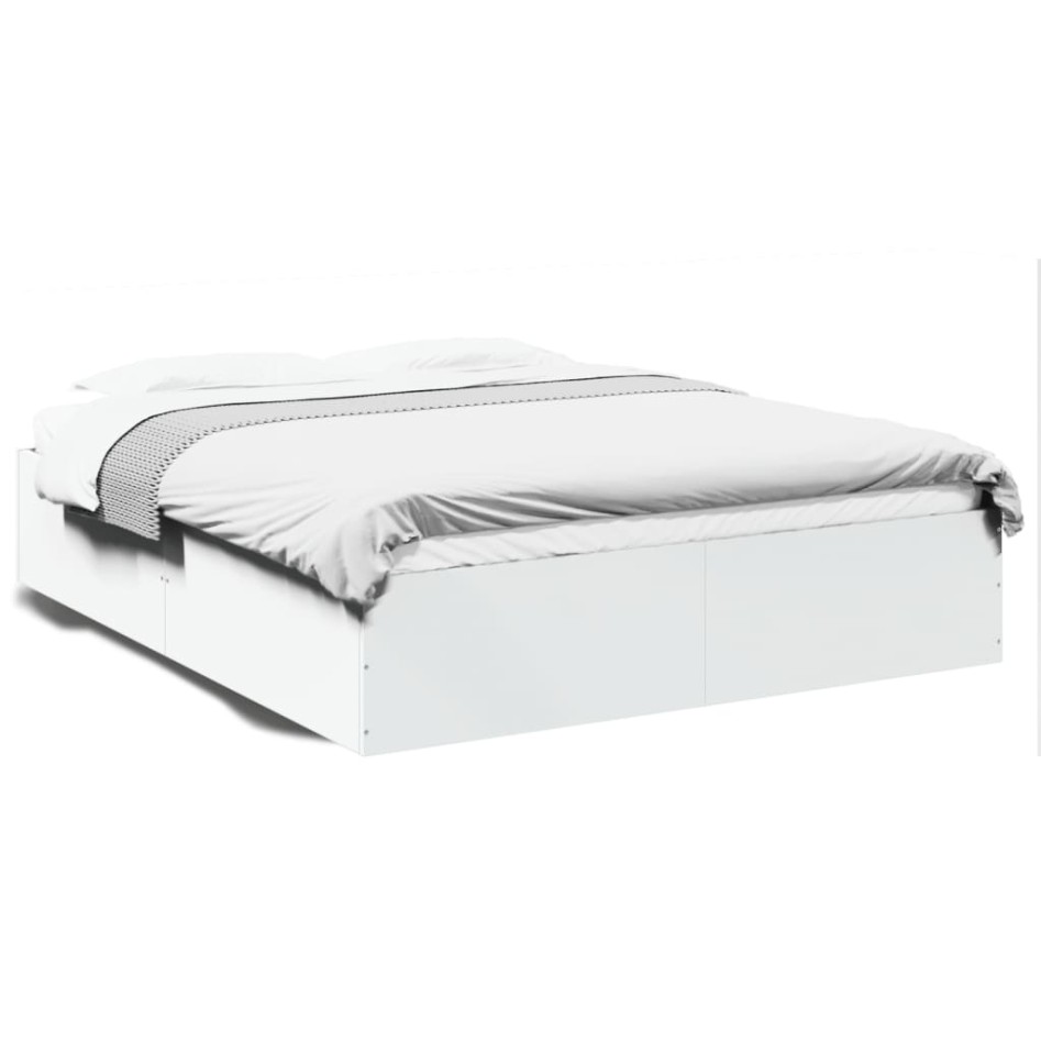 Estructura de cama madera de ingeniería blanca 160x200