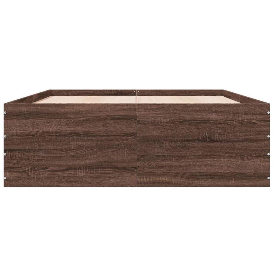 Estructura de cama madera de ingeniería marrón roble 140x200