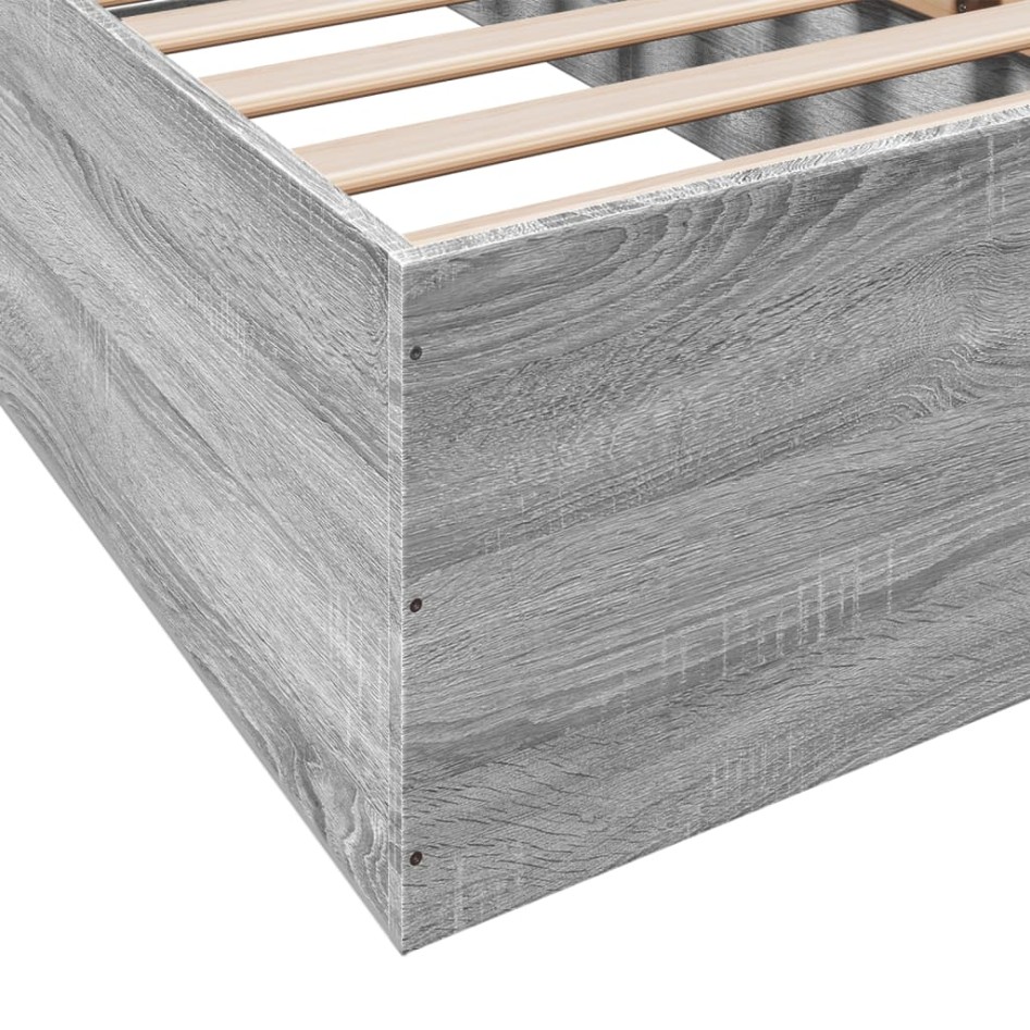 Estructura de cama madera de ingeniería gris Sonoma 100x200