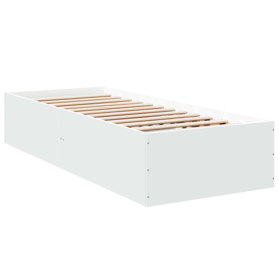 Estructura de cama madera de ingeniería blanca 100x200