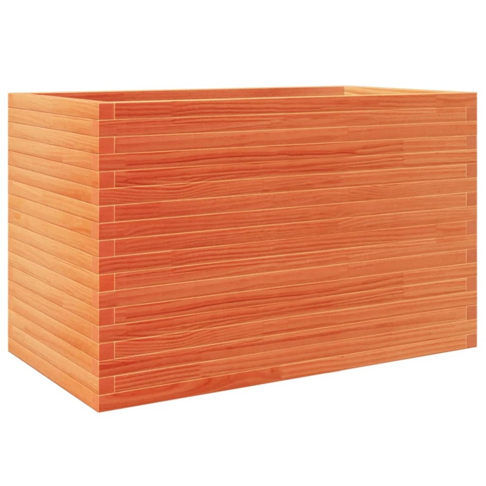 Jardinera madera maciza de pino marrón cera 110x60x68,5
