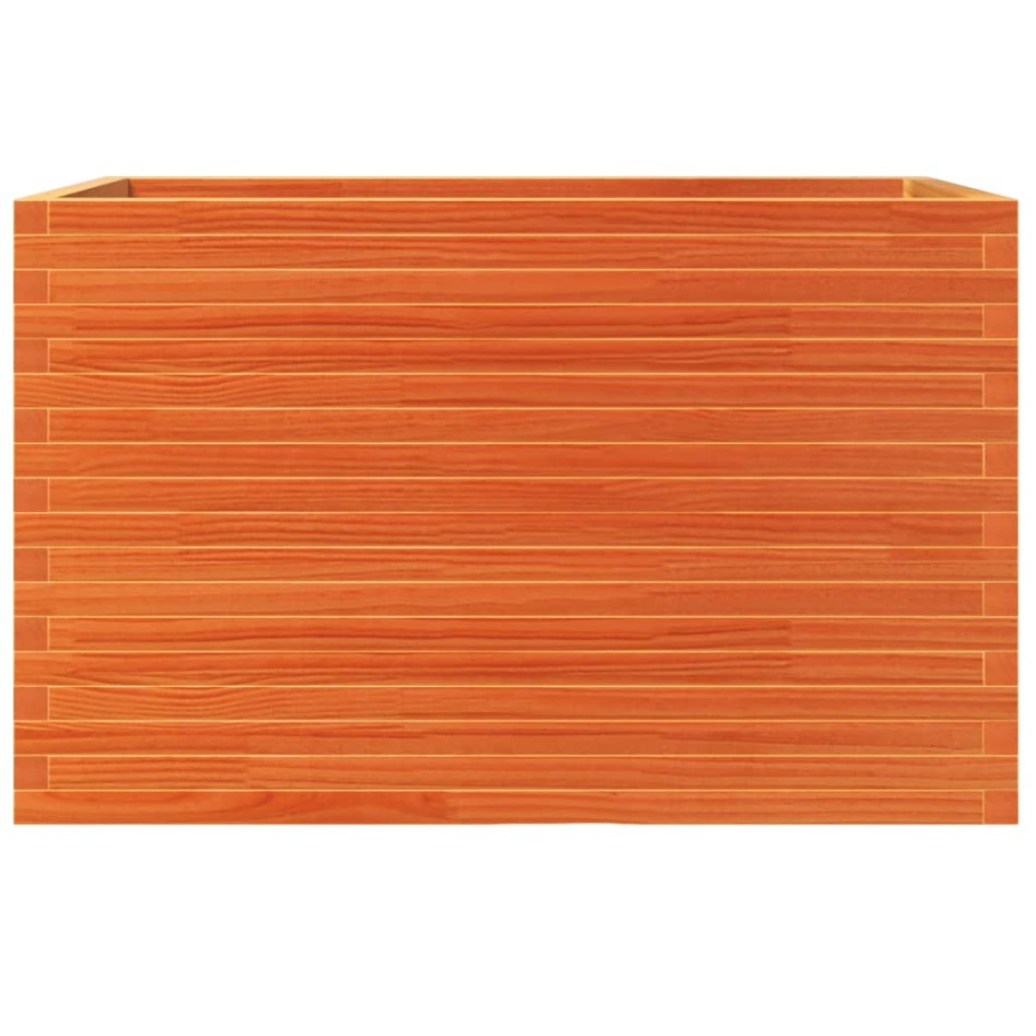 Jardinera madera maciza de pino marrón cera 110x60x68,5