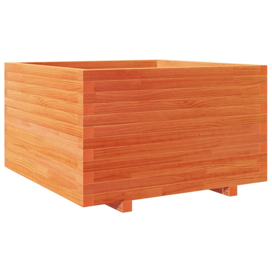 Jardinera madera maciza de pino marrón cera 80x80x49,5
