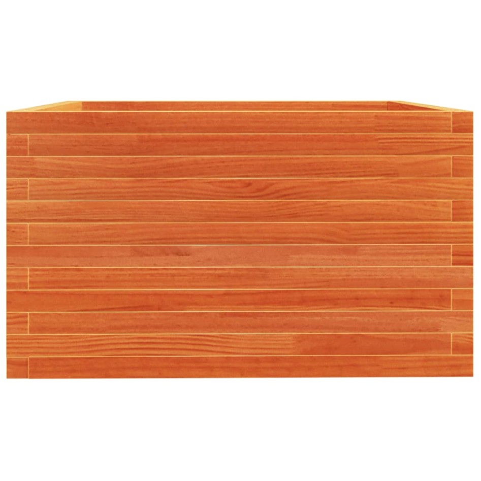 Jardinera madera maciza de pino marrón cera 80x80x49,5