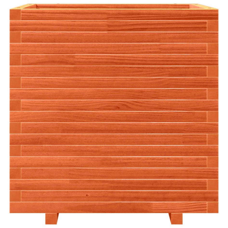Jardinera madera maciza de pino marrón cera 70x70x72