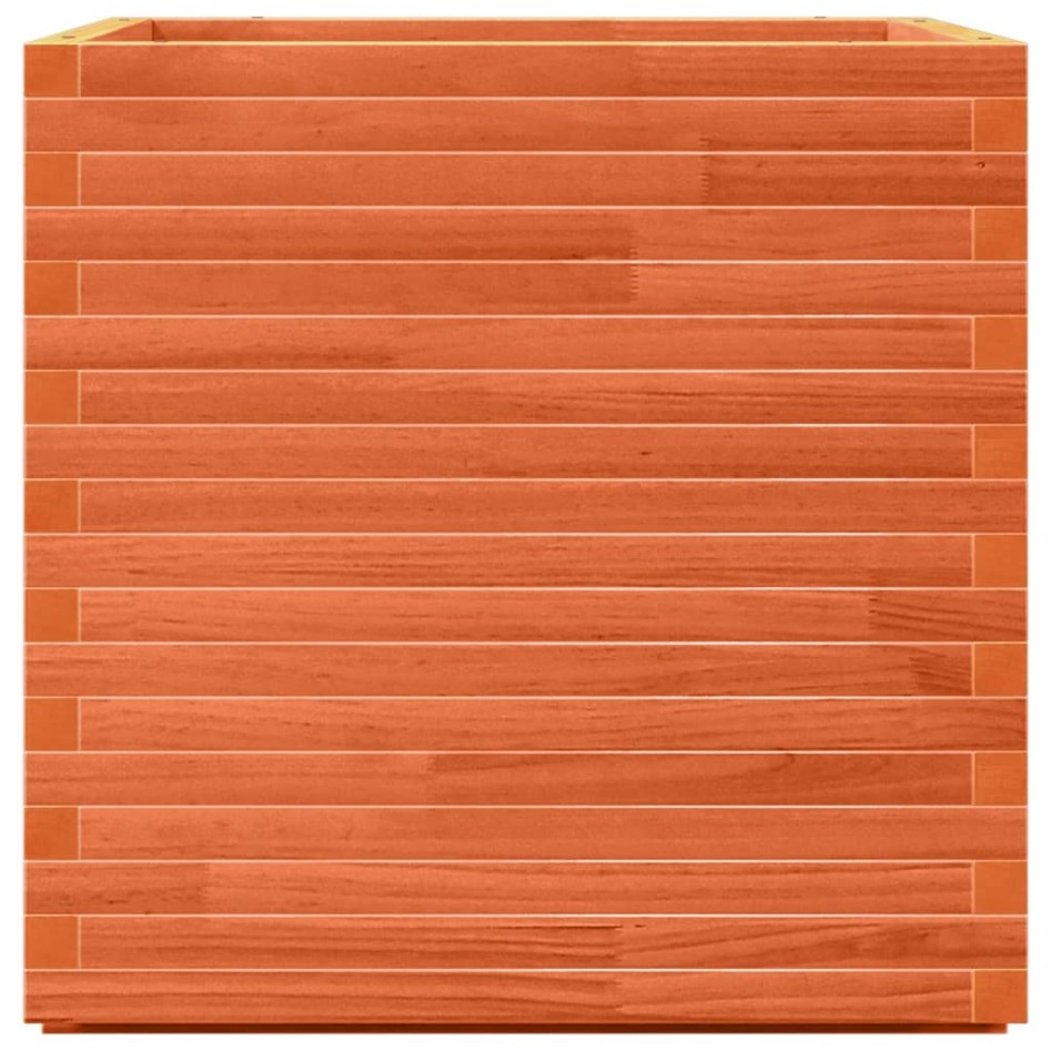 Jardinera madera maciza de pino marrón cera 70x70x72
